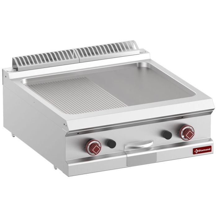 Gas-Grillplatte 1/2, glatt, 1/2 gerillt, Modul 1/1  -Top- - G7/PM7T-N-1