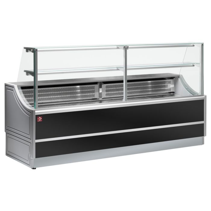 Verkaufstheke neutral gerade glasscheibe 90 Grad, ohne Reservefach - OL200/B2-NN-1