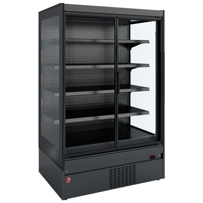 Wand-Kühlmöbel, Glaswangen, Selbstbedienung, Schwenktüren - Schwarze Dekoration - SCM26-C5-1