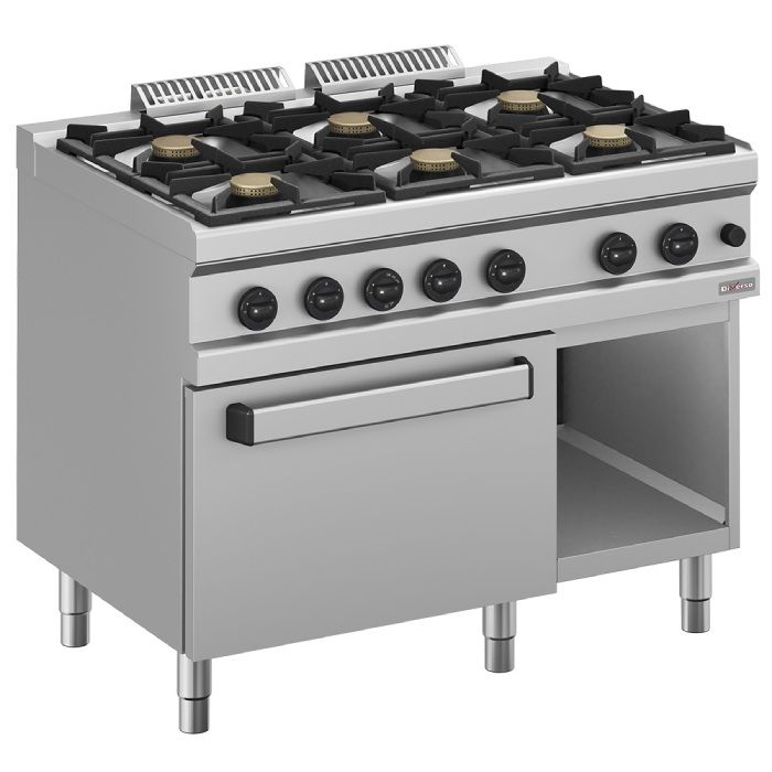 Gasherd 6 Brenner, Gasbackofen GN 2/1 und Unterbau-1