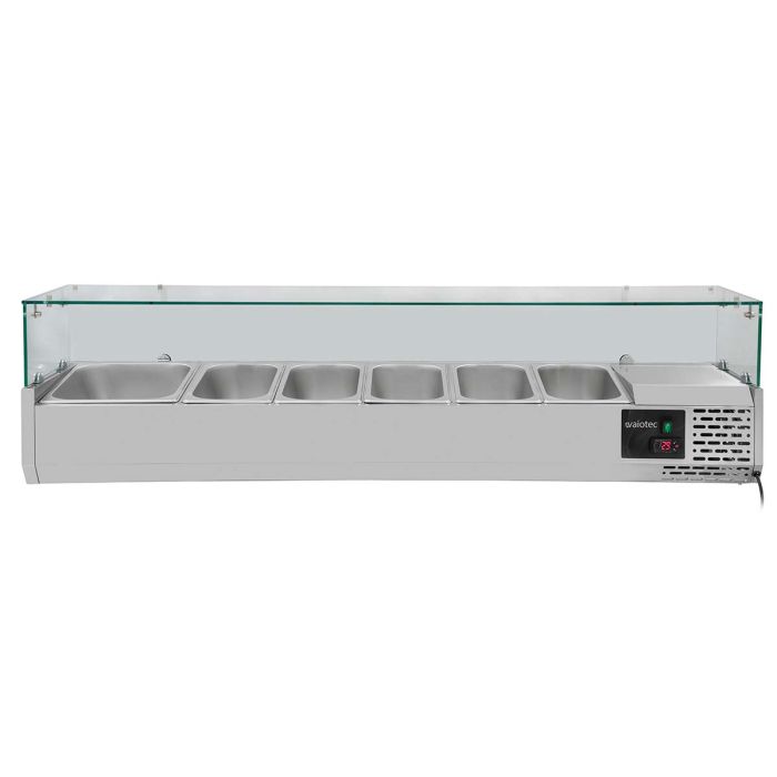 EASYLINE Kühlaufsatzvitrine Kühlaufsatz 380 mit Glasabdeckung 5xGN1/3 + 1xGN1/2 - 1500-1