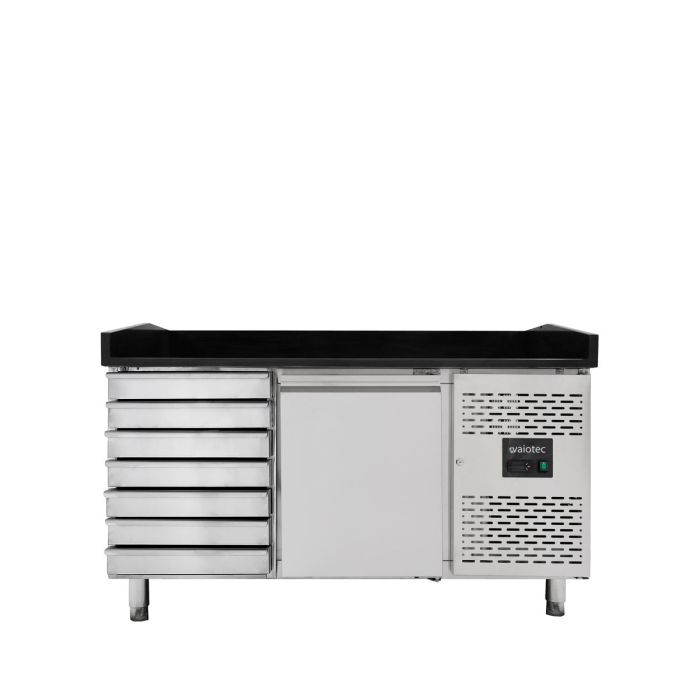 EASYLINE Pizzakühltisch 800 / 1-türig & 7 Schubladen "schwarz"-1