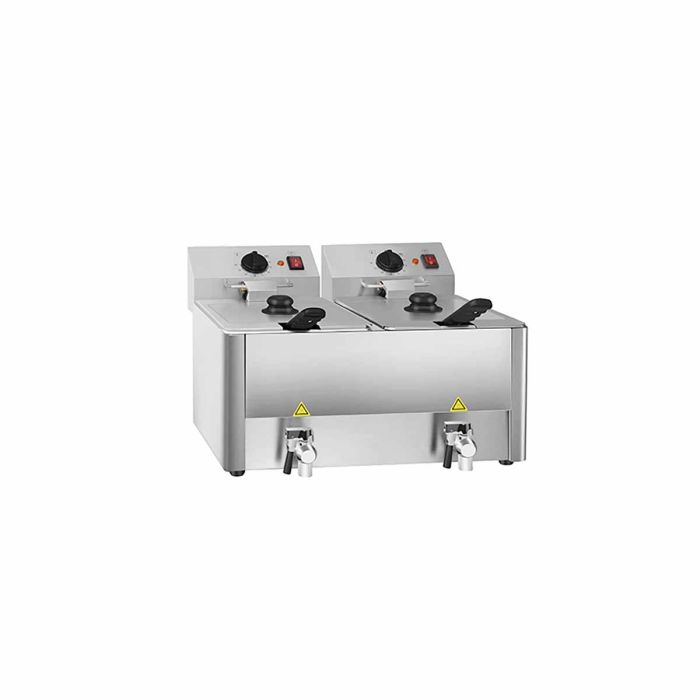 EASYLINE Elektro Fritteuse 2 Becken mit Ablasshahn 10+10 Liter-1