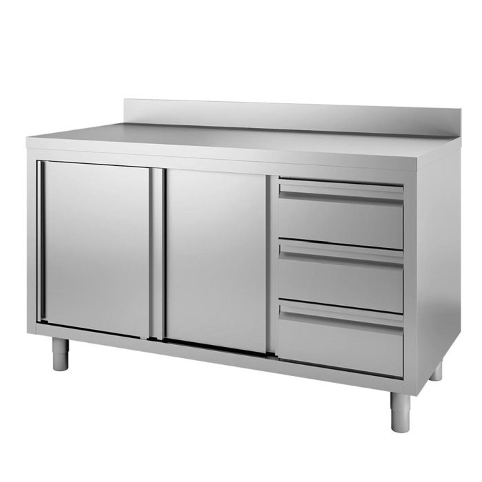 TOPLINE Arbeitsschrank 700 / Flügeltüren, 3 Schubladen & Aufkantung B:1200-1