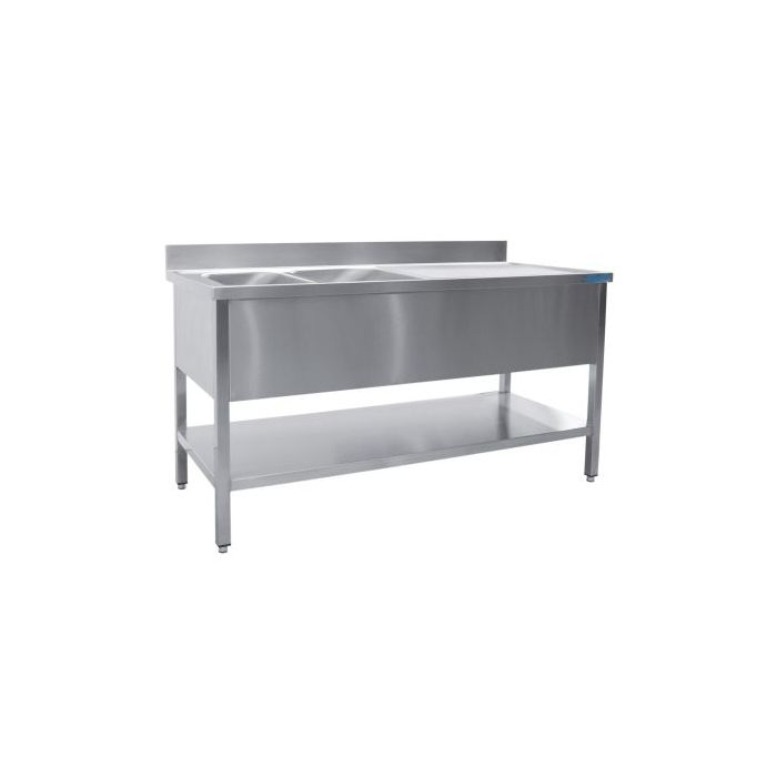 SARO Spültisch mit 2 Becken, links - 600 mm Tiefe, 1800mm-1