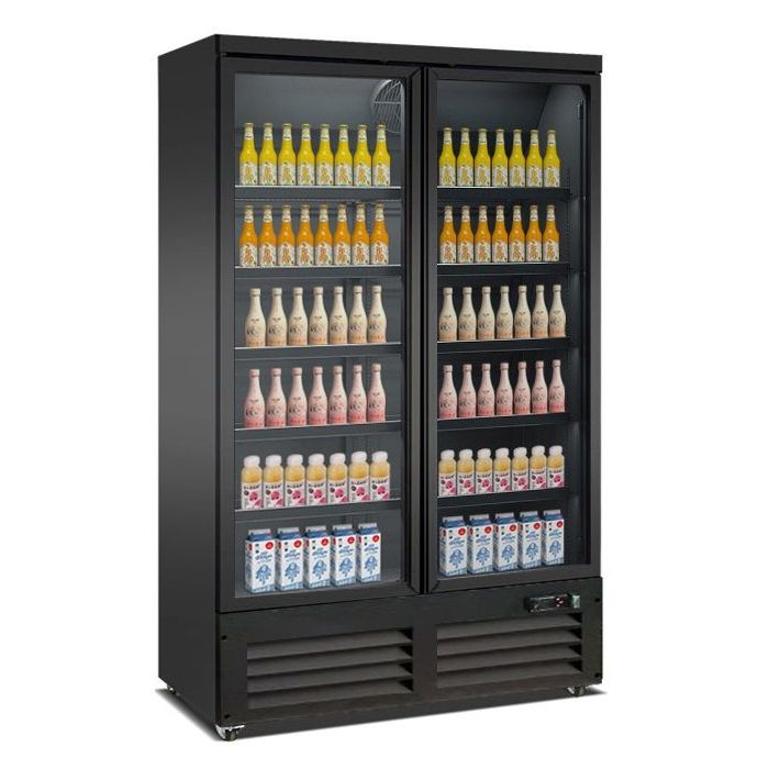 Kühlschrank mit 2 Glastüren schwarz CEB-1200R BL-1
