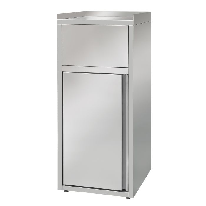 Müllbox aus Edelstahl, mit Tonne 60L, 50x53x120cm-1