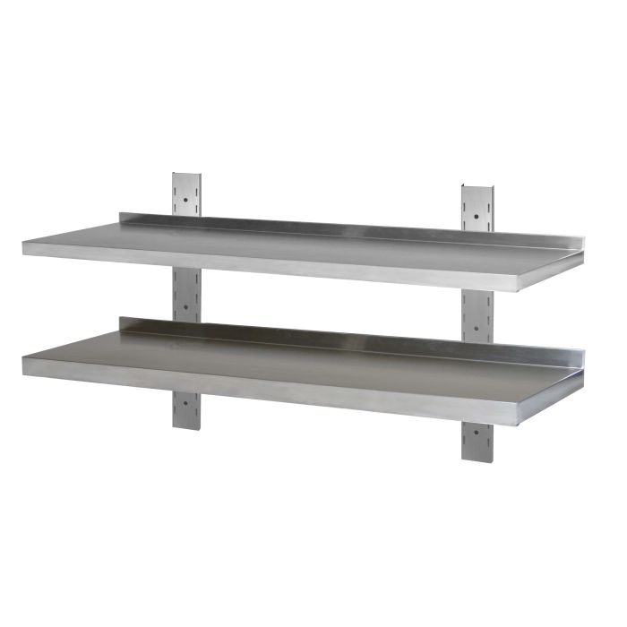 Wandbord Edelstahl verstärkt, 2 Böden, 180x40-1