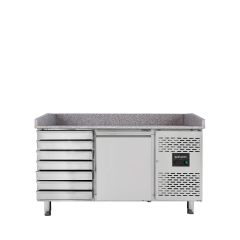 EASYLINE Pizzak&uuml;hltisch 800 / 1-t&uuml;rig & 7 Schubladen "grau"