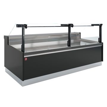 Kühltheke, mit Vorratsbehälter, vertikale Glasplatte 90 Grad mit Kolbenlift - FULL BLACK - DPT20-V5