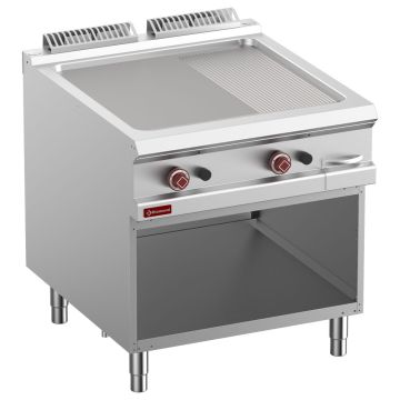 Gas-Grillplatte 2/3 glatt & 1/3 gerillt, Gasmodul 1/1, offener Unterbau - G9/PMA8-N