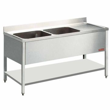 Spültisch 2 Becken und 1 Abtropffläche - L1621D-D