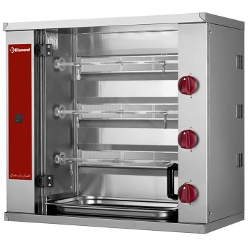Hähnchengrill Gas, 3 Spieße (9 Hähnchen) SMALL - RVG/3-SBC