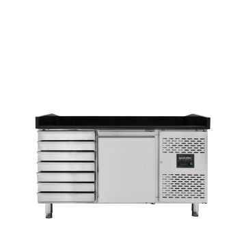 EASYLINE Pizzakühltisch 800 / 1-türig & 7 Schubladen "schwarz"