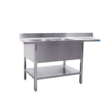 SARO Spülcenter mit 2 Becken, links - 700 mm Tiefe, 2000mm