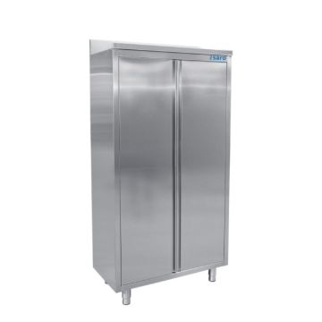 SARO Edelstahlhochschrank mit 3 Böden und 2 Schiebetüren, 1000mm