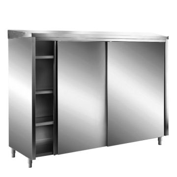 SARO Edelstahl-Lagerschrank mit Schiebetüren AISI 304, Schrägdach, 1400x600