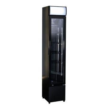 Getränkekühlschrank / Kühlschrank mit Glastür schmal, schwarz, 105 Liter
