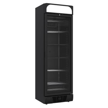 TIEFKÜHLSCHRANK 1 GLASTÜR SCHWARZ 382L-1