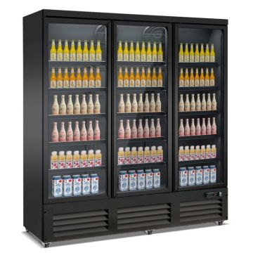 Kühlschrank mit 3 Glastüren schwarz CEB-1600R BL