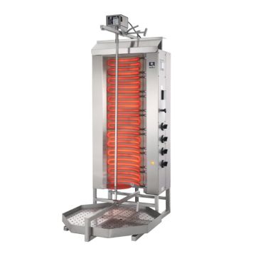 Potis E4 Elektro Dönergrill, Gyrosgrill Motor oben, 80kg Kapazität, 10,5kW 400V, Edelstahl Gastro