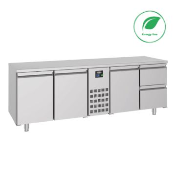 700 Kühltisch mit 3 Türen und 2 Schubladen Monoblock, 474 Liter