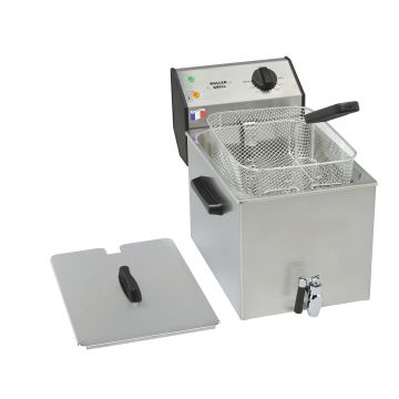 ROLLER GRILL Fritteuse mit Ablasshahn, mit Ablasshahn, 8 Liter, Abmessung 265 x 450 x 360 mm (BxTxH)