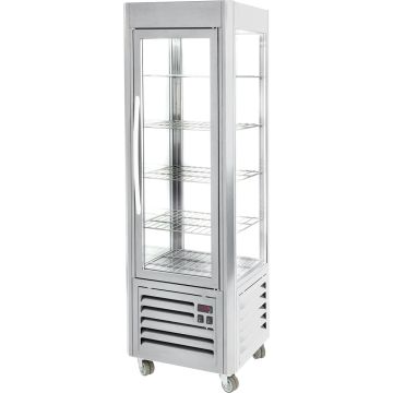 ROLLER GRILL Präsentationsvitrine PAT4, silber, Abmessung 600 x 630 x 1850 mm (BxTxH)