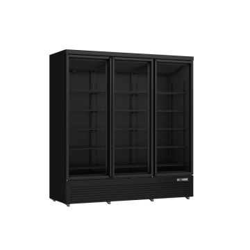 Getränkekühlschrank / Kühlschrank mit 3 Glastüren - schwarz