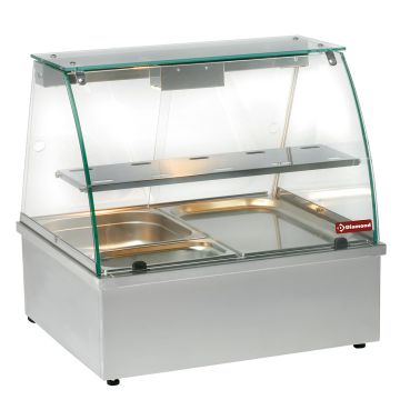Wärmevitrine, Bain-Marie 2x GN 1/1 Panorama - VBE-211